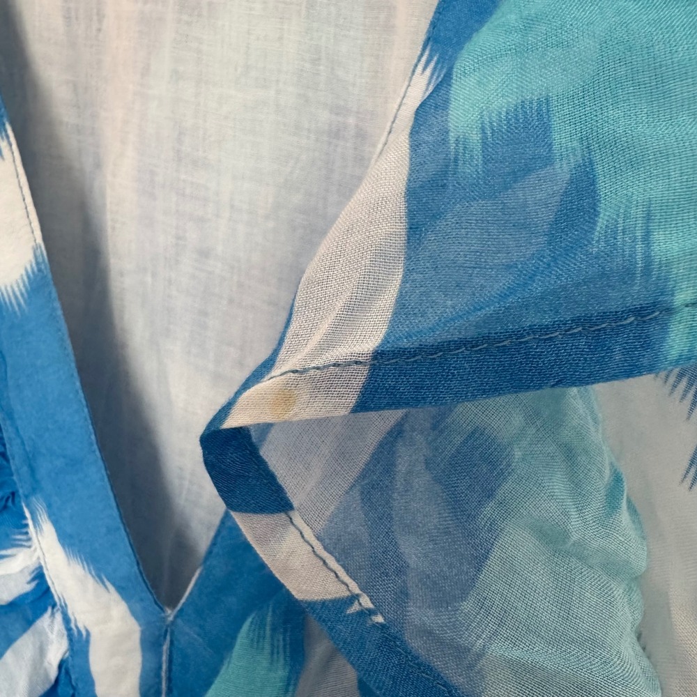 OLIPHANT  Blue White Ruffle V-Neck Maxi Dress Sleeveless Tiered Cotton M - Picture 6 of 8